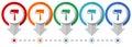 Paintroll vector icon set, flat design infographic template, set pointer concept icons in 5 color options for webdesign and mobile
