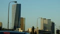 Paints evening Tel Aviv. Rays of sunset on the walls of the city.