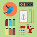 Paints and tools for tattooing