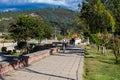 Paipa, Boyaca, Colombia - 8th of August 2023: Path of the Sochagota artificial lake built in 1956 to provide tourism potential