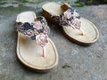 Woman flowery carved sandals