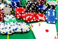A pair of aces chips - poker game Royalty Free Stock Photo