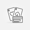 Pair of Aces with Credit Card outline vector icon Royalty Free Stock Photo