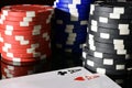 Pair of aces and poker chips Royalty Free Stock Photo