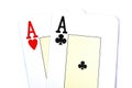 Pair of aces poker hand, isolated on white Royalty Free Stock Photo