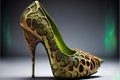 Alien Green skin women shoes with high heels generative ai