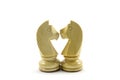 A pair of amorous chess horses stare at each other with love Royalty Free Stock Photo