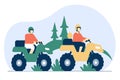Pair on ATVs enjoying a forest ride Royalty Free Stock Photo