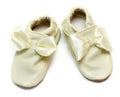 Pair baby leather slippers Royalty Free Stock Photo