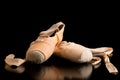 Pair of ballet shoes on a dark background Royalty Free Stock Photo