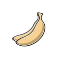 Pair of Bananas Illustration Fresh Fruit Isolated Cartoon Style Royalty Free Stock Photo