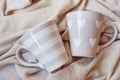 A pair of beautiful cups on a light background.