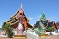 Pair of Naga statue in the temple ,Chiangmai