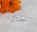 A pair of beautiful 925 sterling silver earrings with cubic zirconia isolated Royalty Free Stock Photo