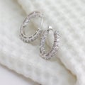 A pair of beautiful 925 sterling silver earrings decorated with diamonds Royalty Free Stock Photo