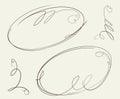 Pair of beautiful vector oval frames, collection of decorative elements