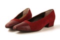 Beautiful velvet shoes in burgundy red