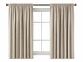 Pair of beige curtains isolated on white background Royalty Free Stock Photo