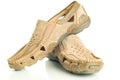 Pair of beige mens shoes moccasins