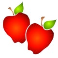 Pair of Big Red Apples Clipart