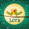 Love Birds Moon and Stars