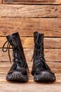 Pair black combat army boots.