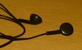 A pair of black earphone