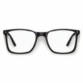 a pair of black eyeglasses on a white background