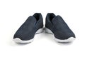 Pair of black fashionable stylish sports casual shoes isolated on white background Royalty Free Stock Photo