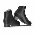 Pair of black female boots isolated on white, isolated product. Side view. 3D illustration, clipping path