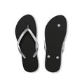 Pair of black flip flops slipper for beach activity, travel or spa. Realistic summer holiday sandals Royalty Free Stock Photo