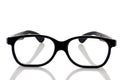 A pair of black framed nerdy eye glasses