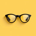 Pair of black glasses with yellow frames Royalty Free Stock Photo