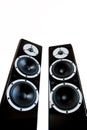 Pair of black high gloss music speakers Royalty Free Stock Photo