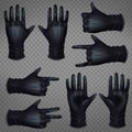 Hand in gloves shoving gestures realistic vector