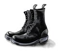 Pair of black leather military boots Royalty Free Stock Photo