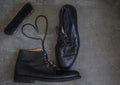 Pair of black leather retro shoes Royalty Free Stock Photo