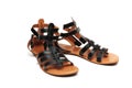 Pair of black leather sandals