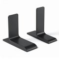 Pair of Black Metal L Shaped Speaker Stands on White Background Royalty Free Stock Photo