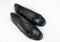 Pair of black patent leather womens shoes Royalty Free Stock Photo