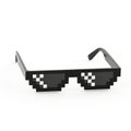 Black Pixelated Sunglasses with White Square Lenses on a White Background mosaic meme Royalty Free Stock Photo
