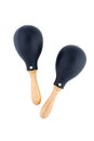 Pair of black plastic maracas isolated on white