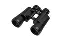 A pair of black textured binoculars with an angled view, isolated on a white back Royalty Free Stock Photo