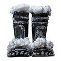A pair of black winter boots covered in snow and ice Royalty Free Stock Photo