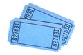 Pair of blank blue movie or raffle tickets