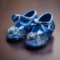 A pair of blue baby shoes for babygirl,generative ai