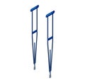 Pair of blue crutches for rehabilitation. Medical support equipment for injury. Mobility aid devices vector illustration