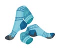 Pair of blue dirty socks. Vector illustration on a white background.