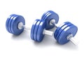 Pair of blue dumbbells