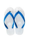 Pair of blue flip flops. Isolated on white background with copy Royalty Free Stock Photo
